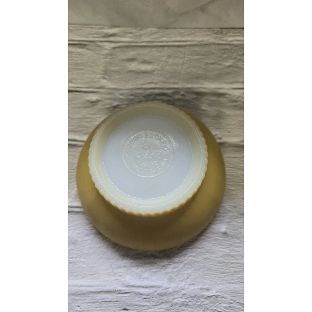 Fire King Yellow Milk Glass Bowls Set Of Two Bowls With Ribbed Bottom Vintage